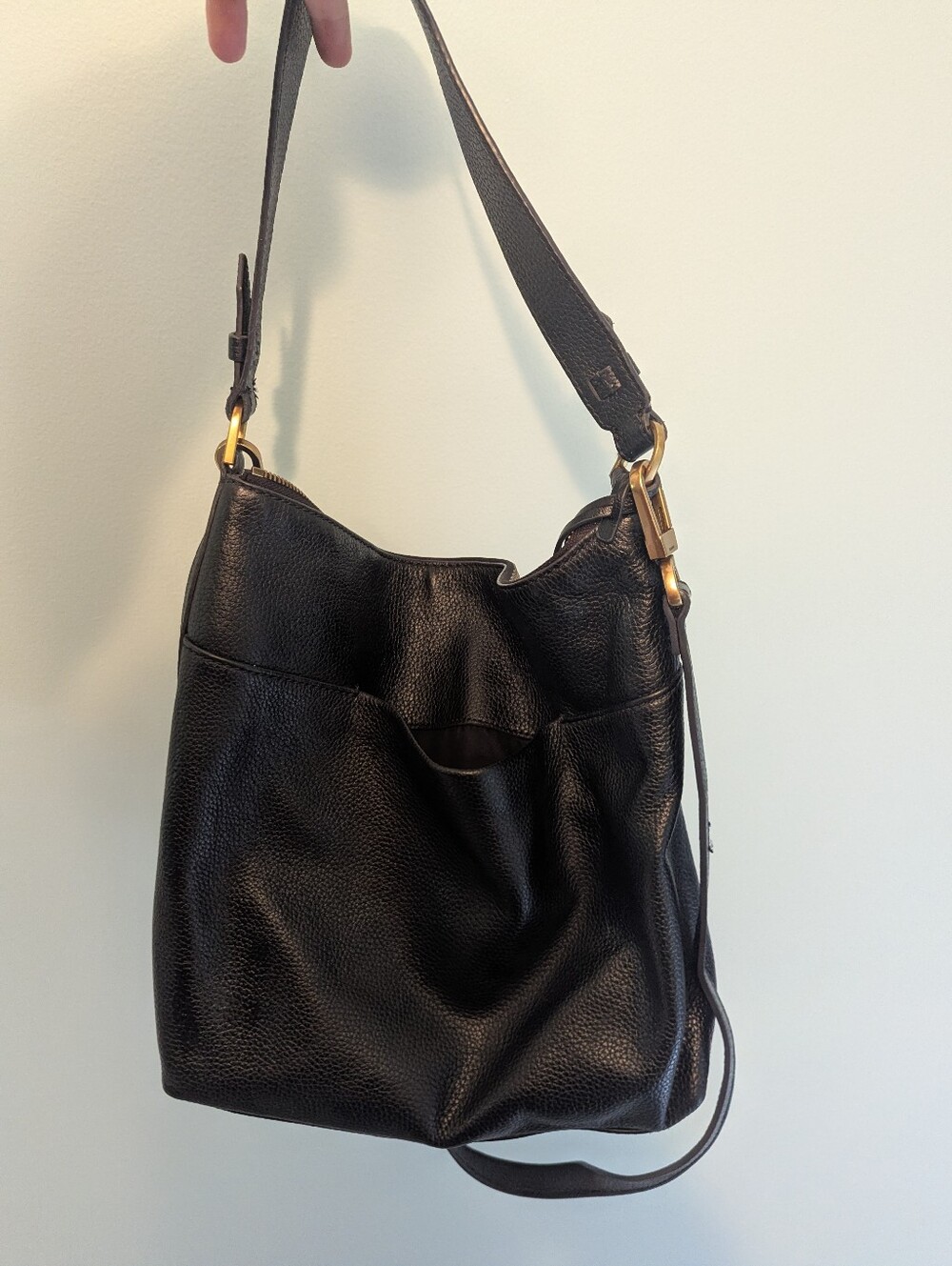 Fossil Black Pebbled Cowhide Leather Hobo/Tote   Bag In Pristine Condition